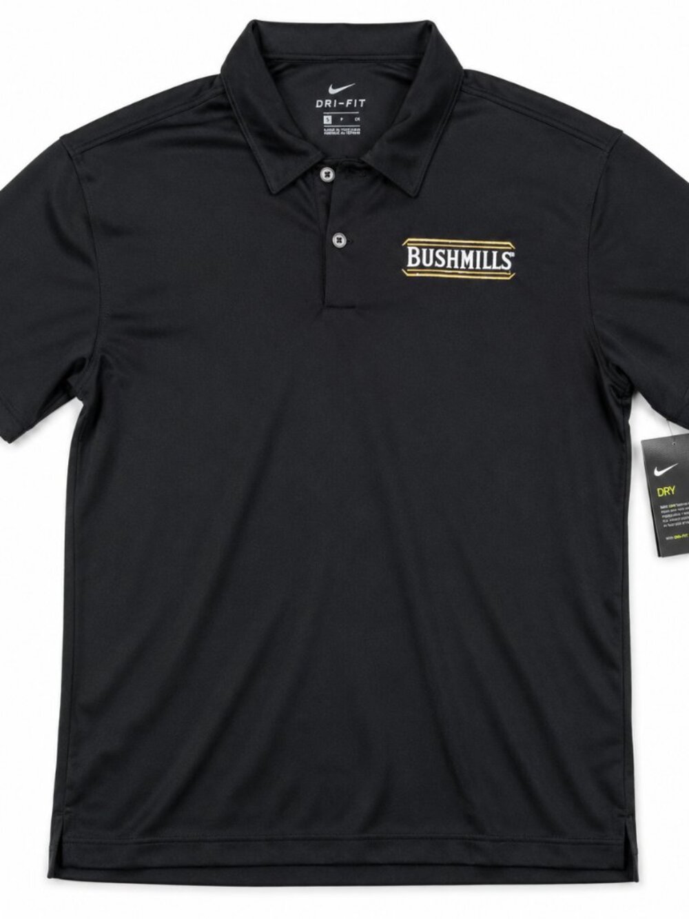 Nike Dri-FIT Bushmills Polo Size S Golf Whiskey Brewery Black NWT